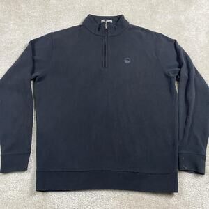 Peter Millar Sweater Mens L Black Quarter Zip Pullover Golf Preppy Office Rayon
